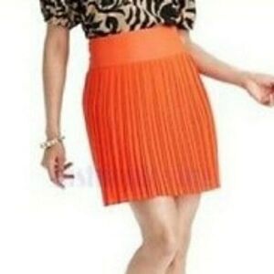 LOFT Orange Pleated Mini Skirt